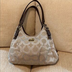Coach Beige and Brown Shoulder Bag